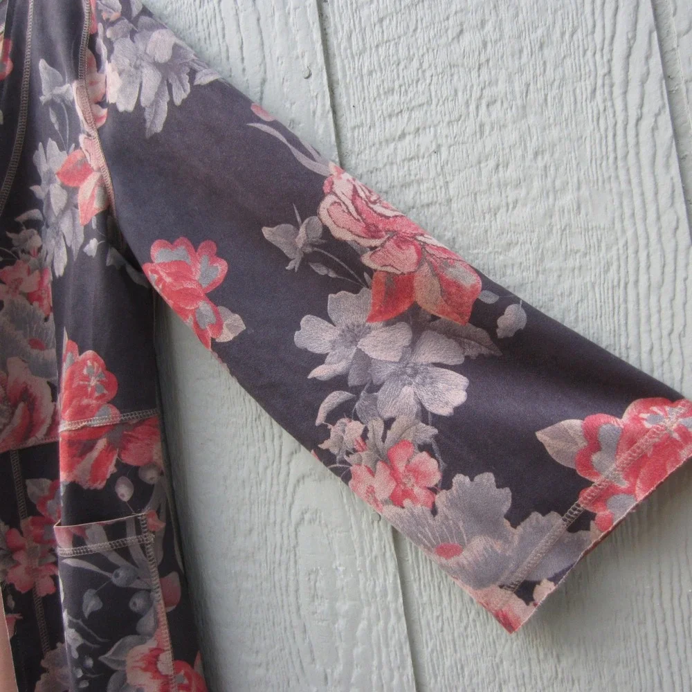 Solitaire Jacket Size M Brown Floral Faux Suede Boho Festival Flower Anthropolog